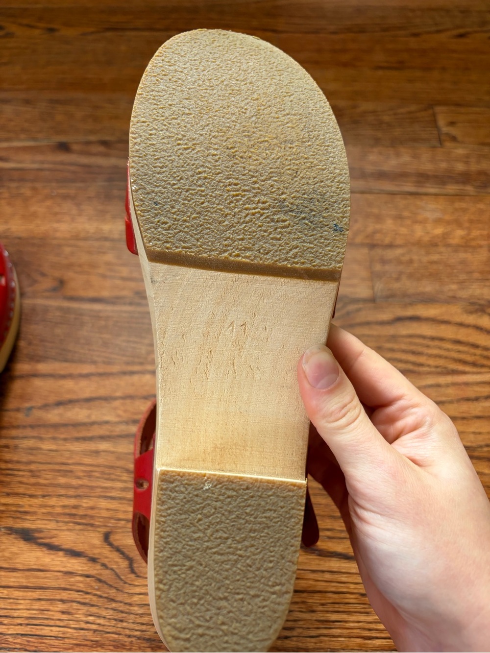 Swedish Hasbeens women's lacy platform sandal clogs red EU 41 - Picture 9 of 12